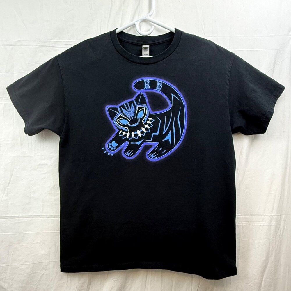 Marvel Black Panther Kitty Cat Tee Unisex L Black Purple Gildan Ultra Cotton